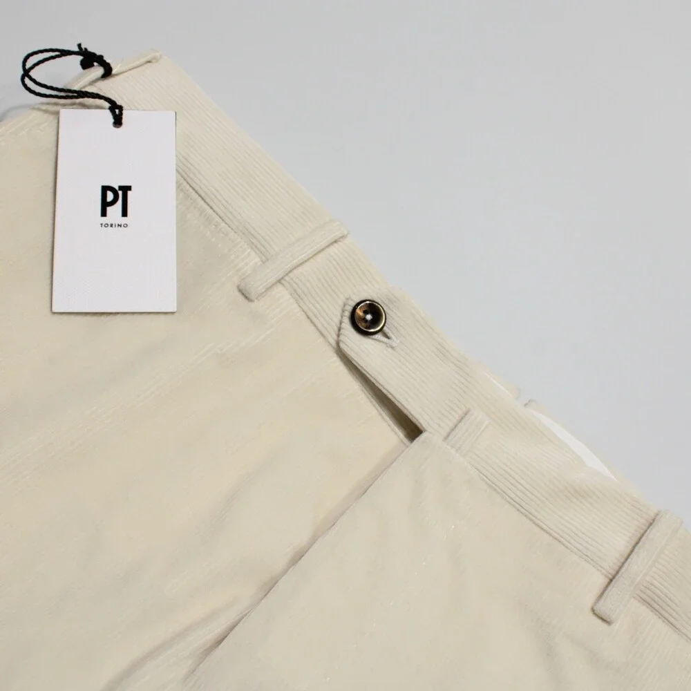 PT Torino NWT Chinos / Casual Pants Size 52 (US 36) Slim Fit Ivory Cotton Blend
